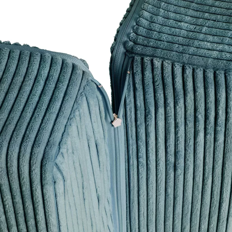 Kissen, Kissenbezüge, Cordelienoptik, Reißverschluss, Teal/Blaugrün