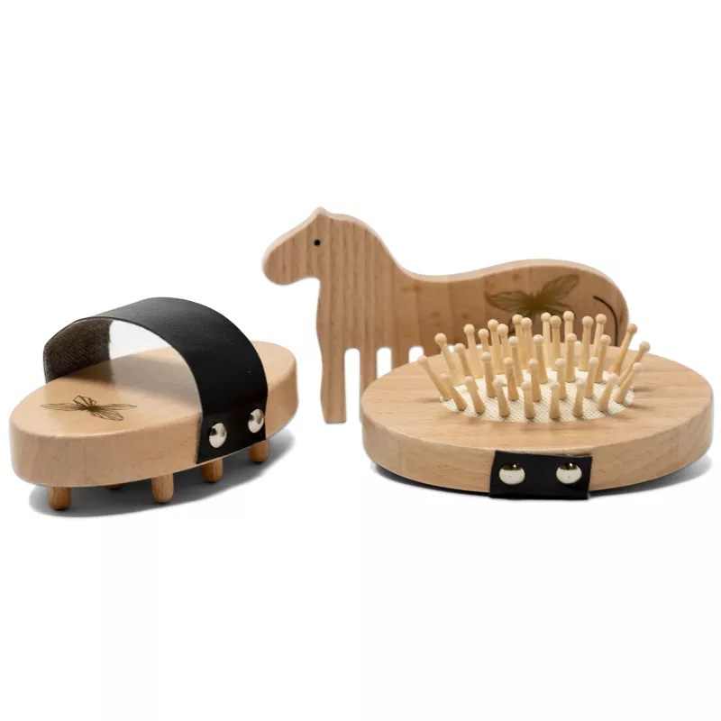 Holzborstenbürste, Rundbürste, Pferdeform, Natursholz, Kammerspielt