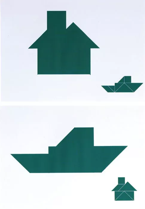 Papiereinlege, Papierkunst, Haus, Schiff, Falttechnik