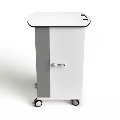 mobiler Wagen, Aufbewahrungsschrank, schließbarer Schublade, Räder, weiß grau