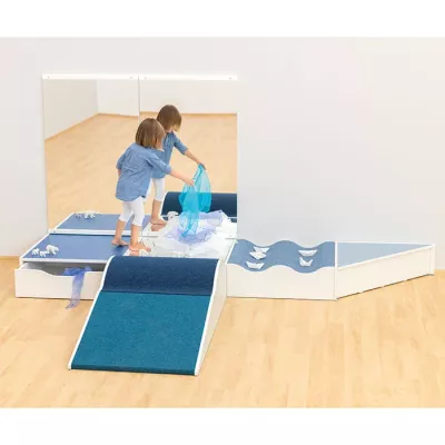 Kinder-Spielset, Kletter-/Rollenbahn, Spiegelwand, Rutschbahn, Piratensandbeutel