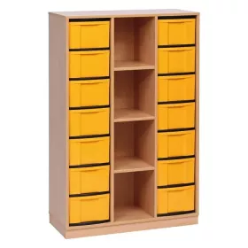 Halbhohes Regal, 151,8 x 98,6 x 40,8, mit 4 Fächern und 14 Boxen