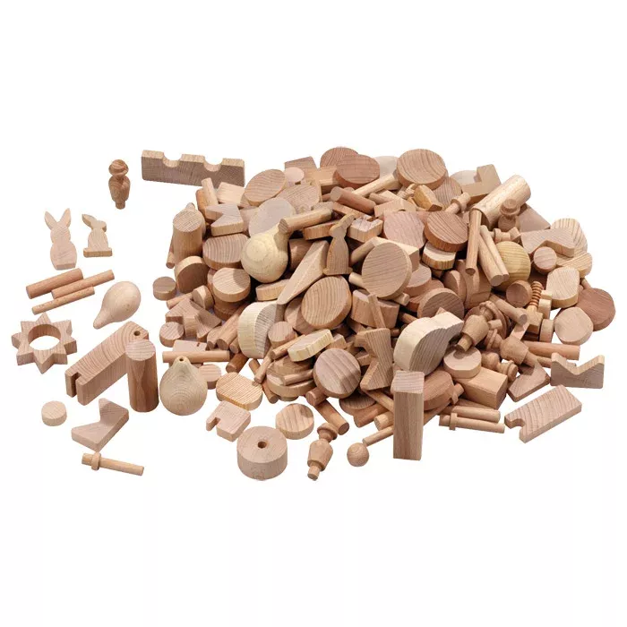 Holzspielzeug, Holzbausteine, Naturholz, Kleinteile, Kreativset