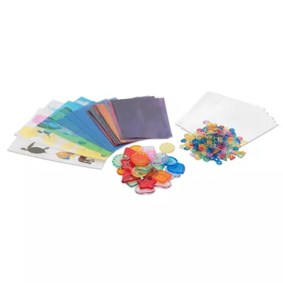 Sticker-Set, Bunte Blätter, Formen-Aufkleber, Blasenblätter, Knöpfe