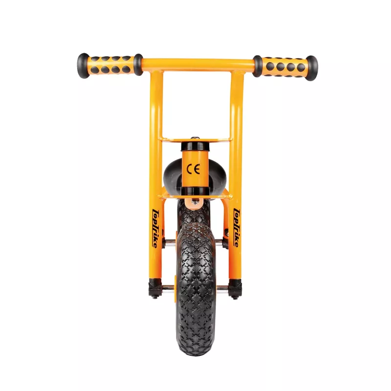 Trolley, Orangener Rahmen, dicker Reifen, Griffe am Lenker, Lenkmechanik