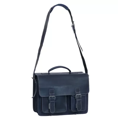 handtasche, blaues leder, schultertasche, doppelte tütenfächer, riemen
