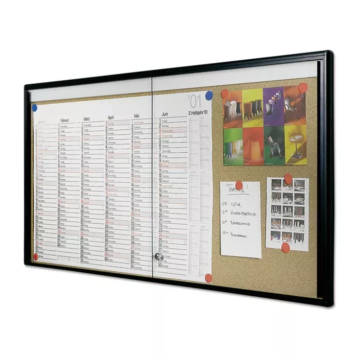 Schwarzer Rahmen, Kork Pinnwand, Schwarzes Bilderrahmenboard, Pinnwand mit Kalender, Korkboard mit Magneten
