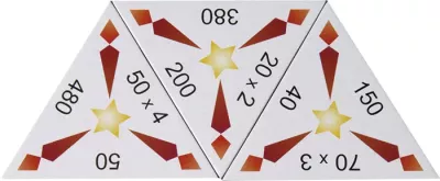 puzzle, dreieckig, bedruckt, sterne, zahlen
