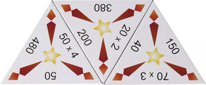 puzzle, dreieckig, bedruckt, sterne, zahlen