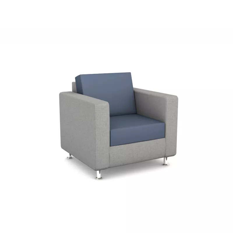 Sessel, Polsterstuhl, Grau, BlauKissen, Stoffbezug
