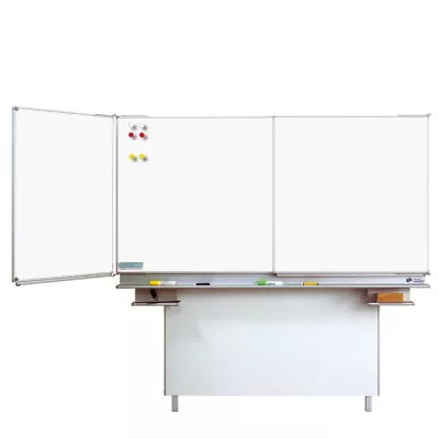 Whiteboard, Dry erase, Triple panel, Marker tray, Magnetic board