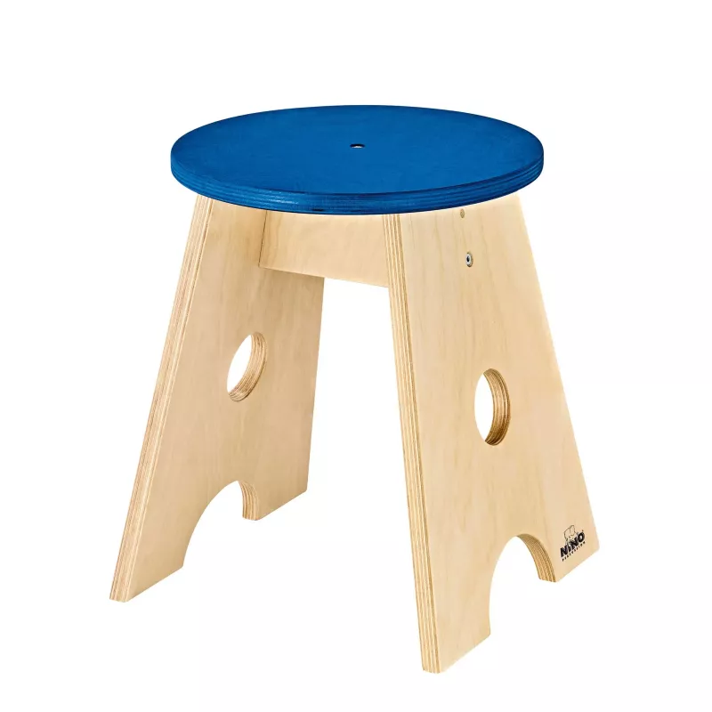 Holzstuhl, Kinderstuhl, Sitzhocker, Rundholzplatte, blau