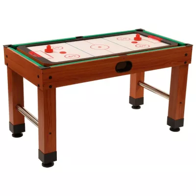 Kühlschrank?, No, Wait, image shows a table hockey table, table hockey game, hockey table, wooden legs, pucks?, red pucks