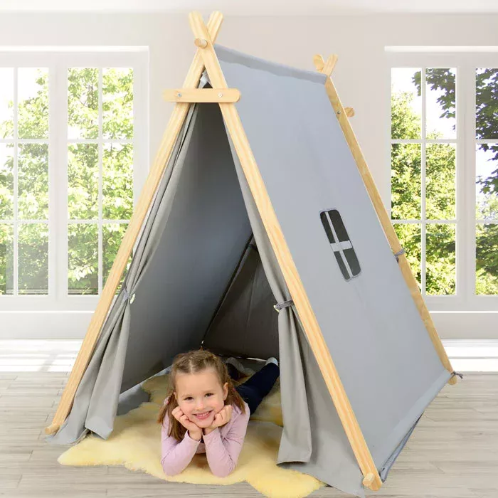 tent, kids, play tent, teepee, gray