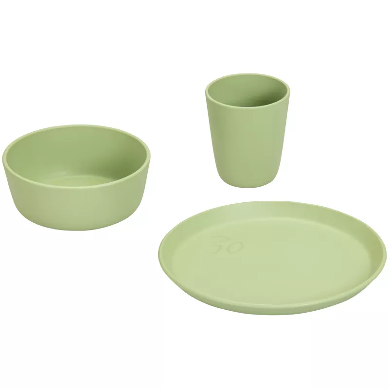 Mittagsschüssel, Becher, Teller, Pastellgrün, Set