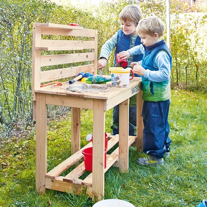 Holzwerkbank, Spielwerkbank, Gartenwerkbank, Kauspielzeug, Kinderwerkbank