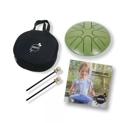 Stuhlgong, Stahlzungen-Trommel, TONGO-GO, Rundplatte, Transport-Set