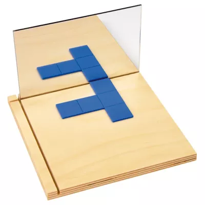 Puzzles, Blaue Fliesen, Holzbretter, Spiegel, Geometrische Anordnung