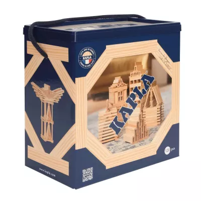 Holzbausteine, Konstruktionsspielzeug, 120 Teile, Buchenholz, Aufbewahrungsbox
