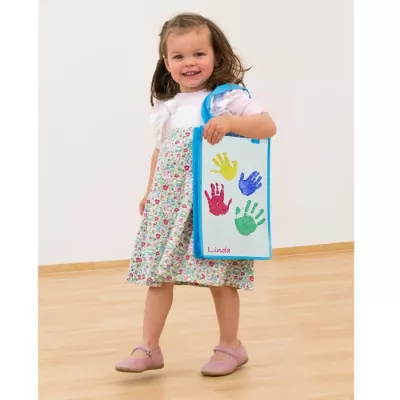 Kinder Tasche, Kunsttasche, Handabdruck, Floral Kleid, Größe Kleinkind