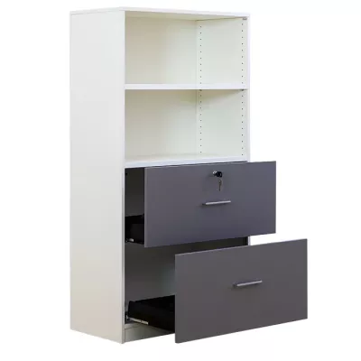 Regal, Schrank, Schubladen, weiß, grau