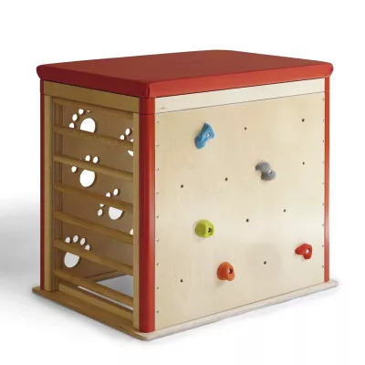 Kletterkasten, Kletterwand, Holz, Klettergriffe, Rote Umrandung