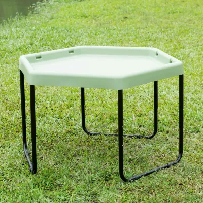 Beistelltisch, Outdoor-Tisch, grüner Tisch, Metallgestell, tragbarer Tisch