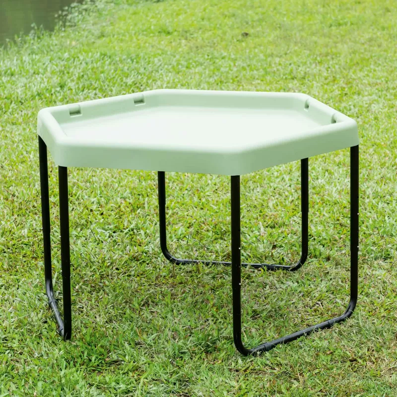 Beistelltisch, Outdoor-Tisch, grüner Tisch, Metallgestell, tragbarer Tisch