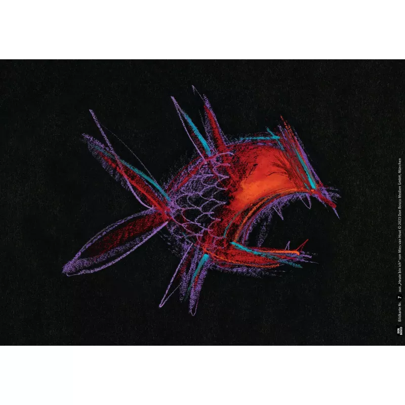 fisch, kunstfisch, zeichnung, neonfarben, schwarzhintergrund