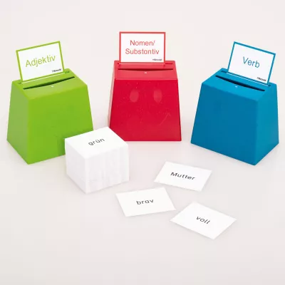 Farben, Wörterkarten, Sortierspiele, Grammatik, Praxisspiel