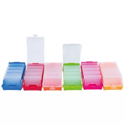 Aufbewahrungsboxen, Stapelboxen, Plastik Organizer, Farben Set, Transparente Deckel
