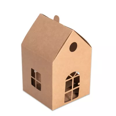 Pappkarton, Pakethaus, Miniaturhaus, Kartonmodell, Haus mit Fenstern