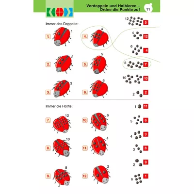 marienkäfer, puzzle, zählen, punkte, kreise