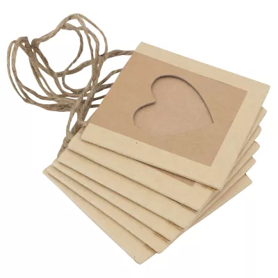 Hochzeitsgeschenke, Pappaufkleber, Kraftpapier, Herz-Ausschnitt, Schnuranhänger
