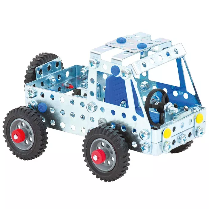 Konstruktion Fahrzeug, Bausatz, Metallbauteile, Gabelung Räder, Blue Vehicle