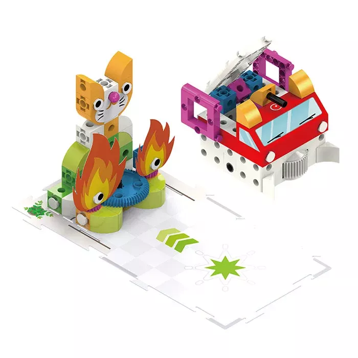 LEGO, Bausteine, Fahrzeug, Flammen, Katze