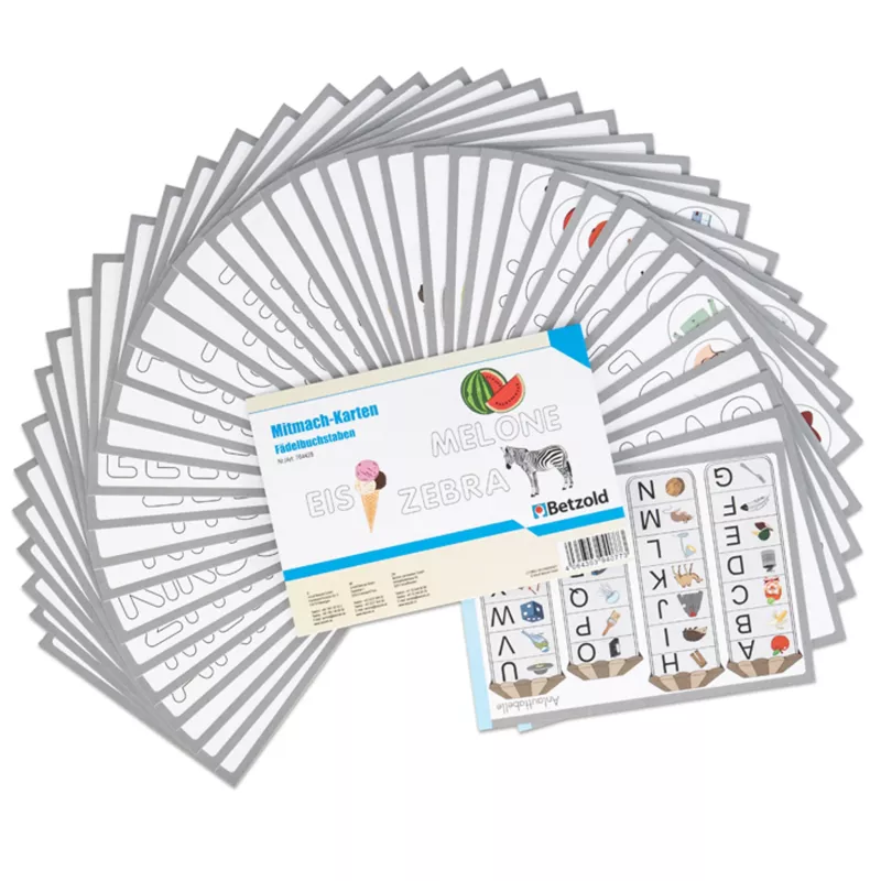 Memokarten, Fädelbuchstaben, Buchstabenkarten, Lernmaterial, Alphabet