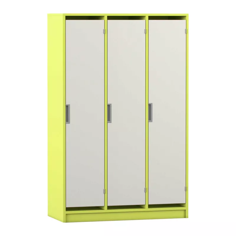 Schließfachschrank, Garderobenschrank, 3-türig, Metall, Neon Gelb