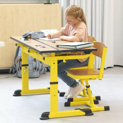 Schreibtisch, Jugendstuhl, Schulstuhl, Gelb, Kinderzimmer
