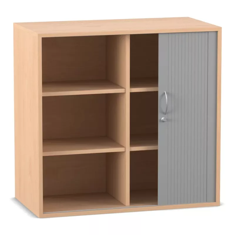 Schrank, Regal, Bücherregal, graue Tür, Holzfarbe
