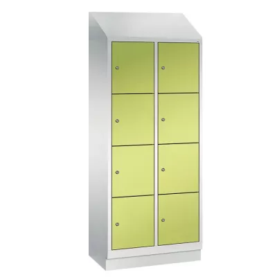 Schließfach, Schlüsselkasten, Schränkenschrank, Metallkasten, gelb-grüne Türen