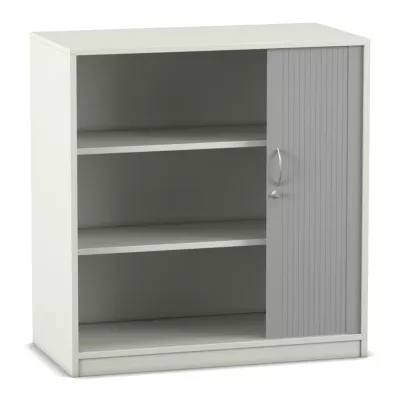 Schrank, Regal, Schiebetür, Grau, Metallgriff