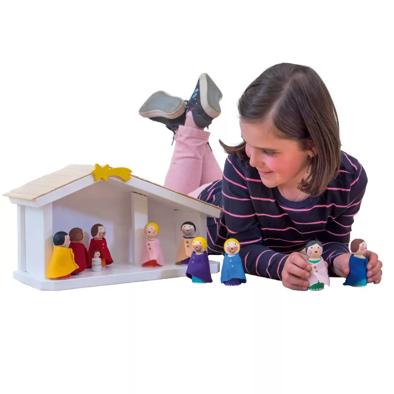 Puppenfiguren, Holzkrippe, Krippenfiguren, Kinderspielzeug, Holzfiguren