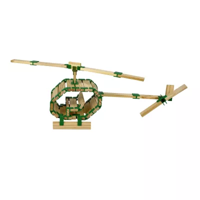 Holzspielzeug, Helikopter, Baustein-Set, Konstruktionsspielzeug, grün-schwarz