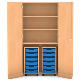 Garagenschrank, 190 x 94,4 x 60 cm, mit 2 Rollcontainern, 24 Boxen und 3 Böden