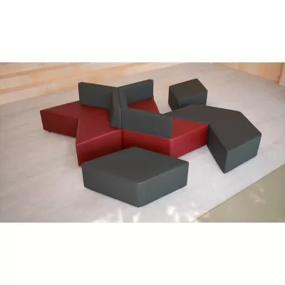 modulares sofa, Schaumstoffe Sitz, rot grau, weiches Möbelstück, modulare Bausteine