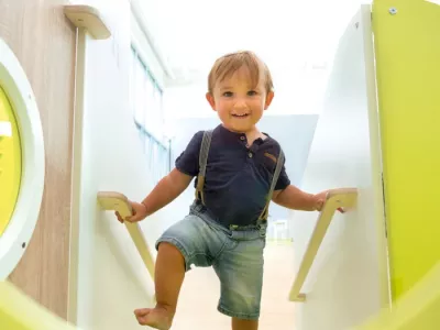Kids, Jeans shorts, Overalls, Suspenders, Indoor playground