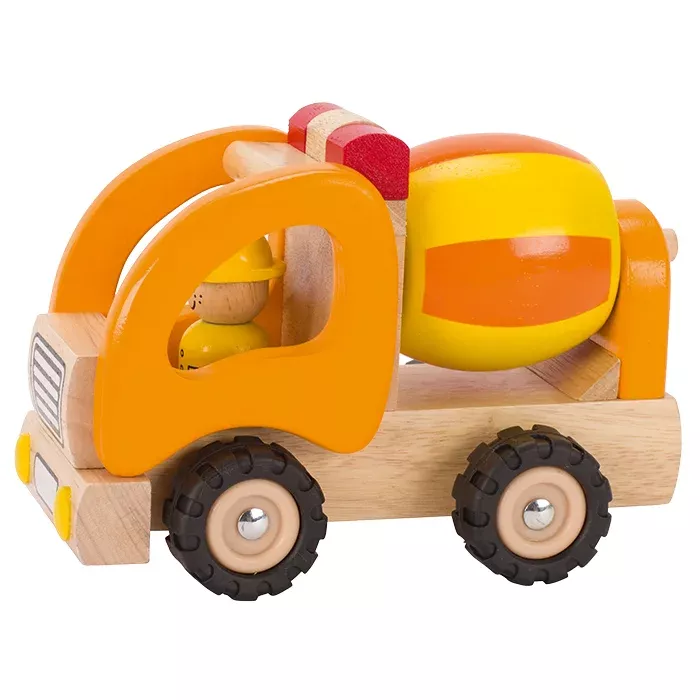 Holzspielzeug, Transportfahrzeug, Kran/Lastwagen, Kugelbehälter, orange
