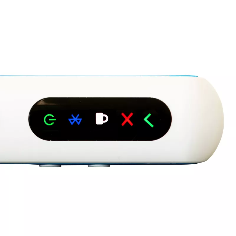 USB-C, LED-Anzeigen, Geräteanschluss, Bedienfeld, weißer Kunststoff
