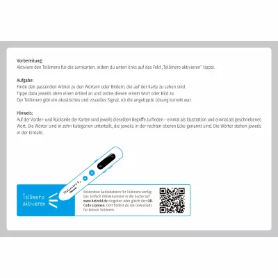 Lernkarten, Audiostift, Lernspiel, QR-Code, Blaue Anleitung